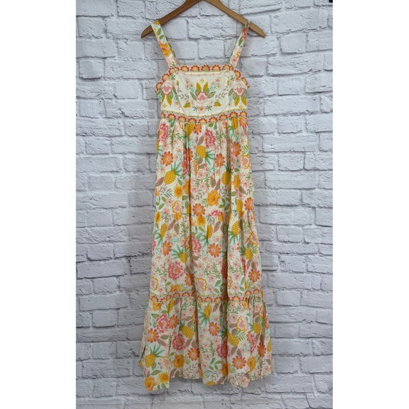 Rachel Zoe Dresses & Skirts - Rachel Zoe Floral Pineapple Smocked Embroidered Tiered Maxi Dress Womens Size 4